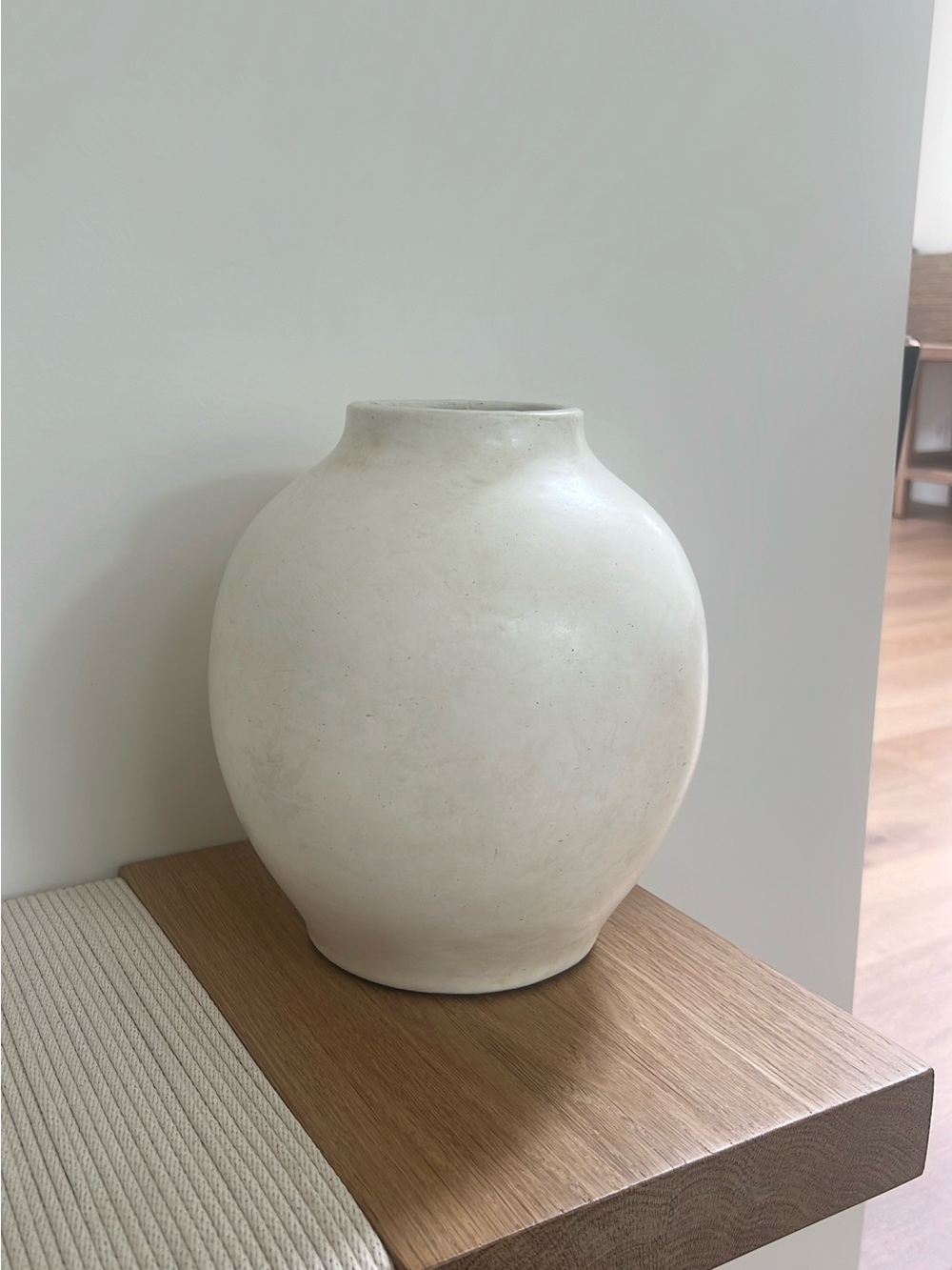 Pottery Barn Minimalist Round Ceramic Vase in Off-White